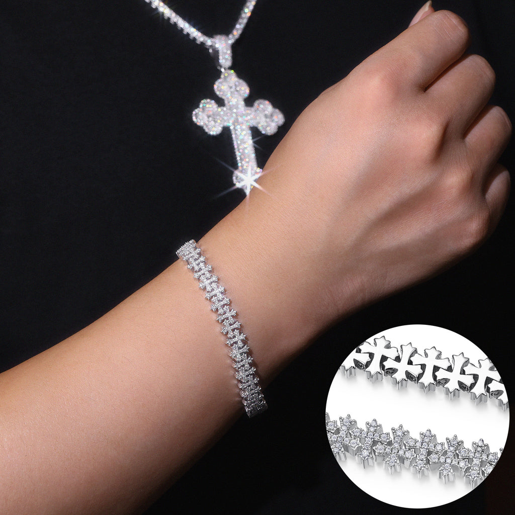Cross Dazzling Cuban Bracelet
