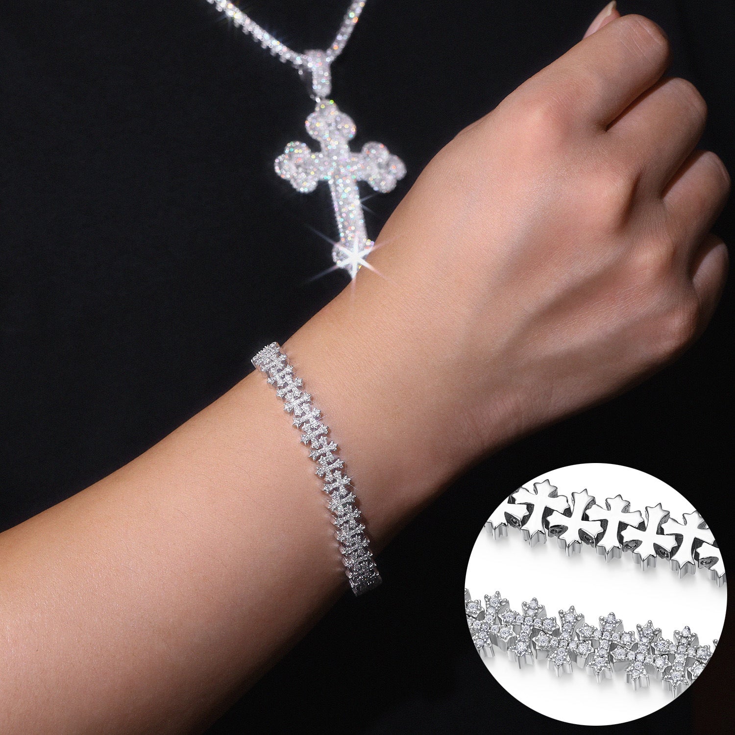 Cross Dazzling Cuban Bracelet