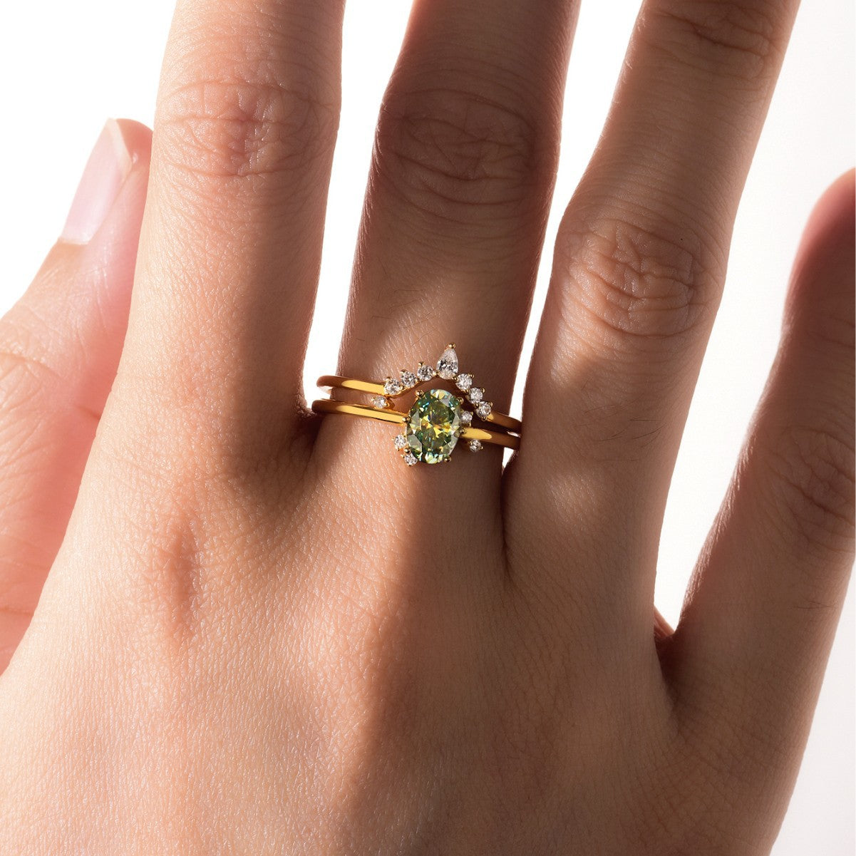 1 carat green stacked ring.