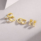 Princess Series Stacked Combination Earrings 18K Yellow