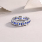 Sapphire full diamond round light luxury ring