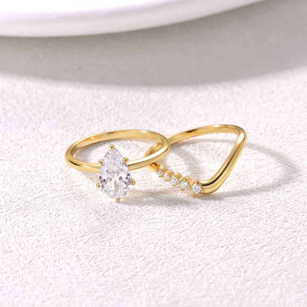 1.5 carat water drop ring combination