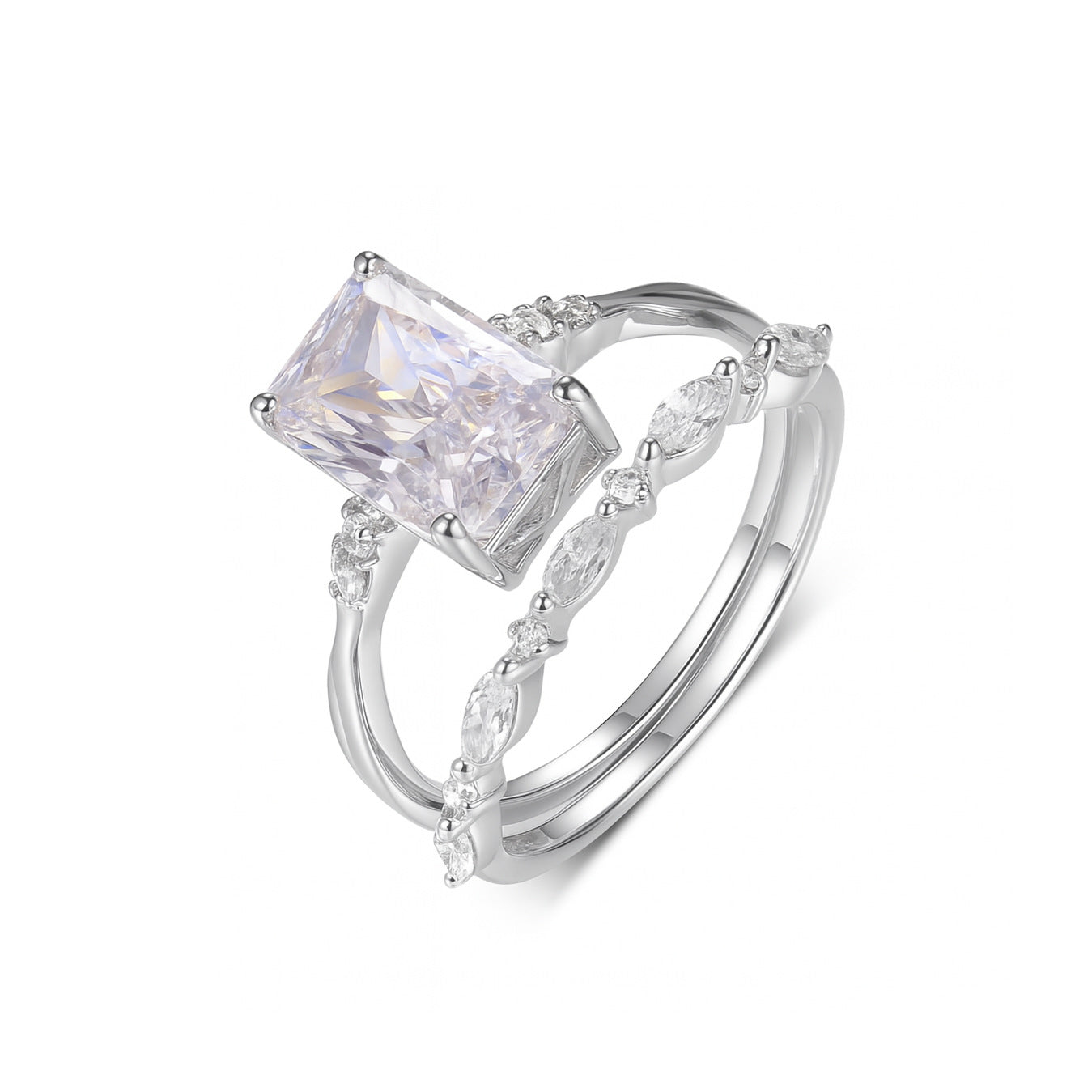 3.5 carat square ring set set.