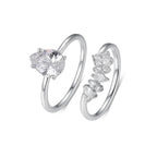 2 carats Droplet-shaped striped stacked ring