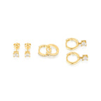 Princess Series Stacked Combination Earrings 18K Yellow