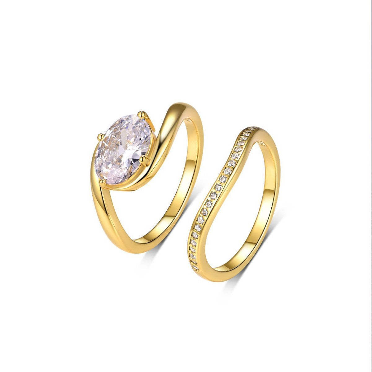 1.75 carat set egg-shaped  ring