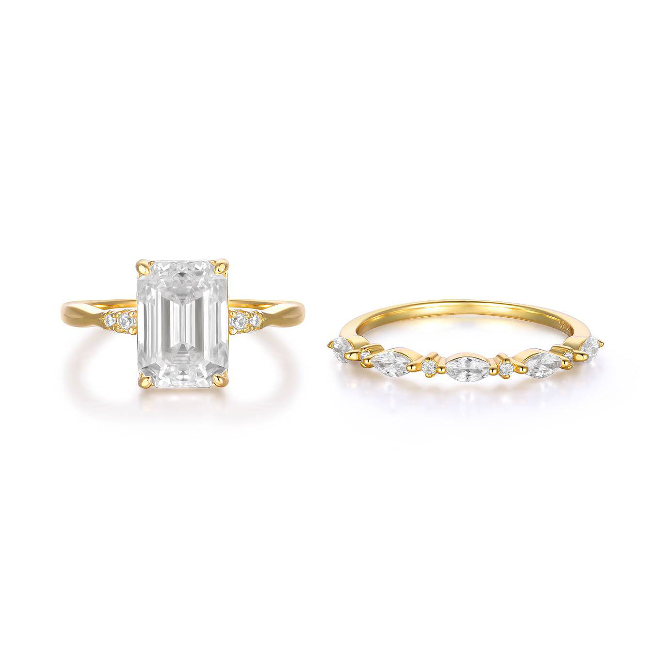 3.5 carat square ring set set.