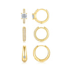Princess Series 18K Gold Inlaid Stacked Earrings