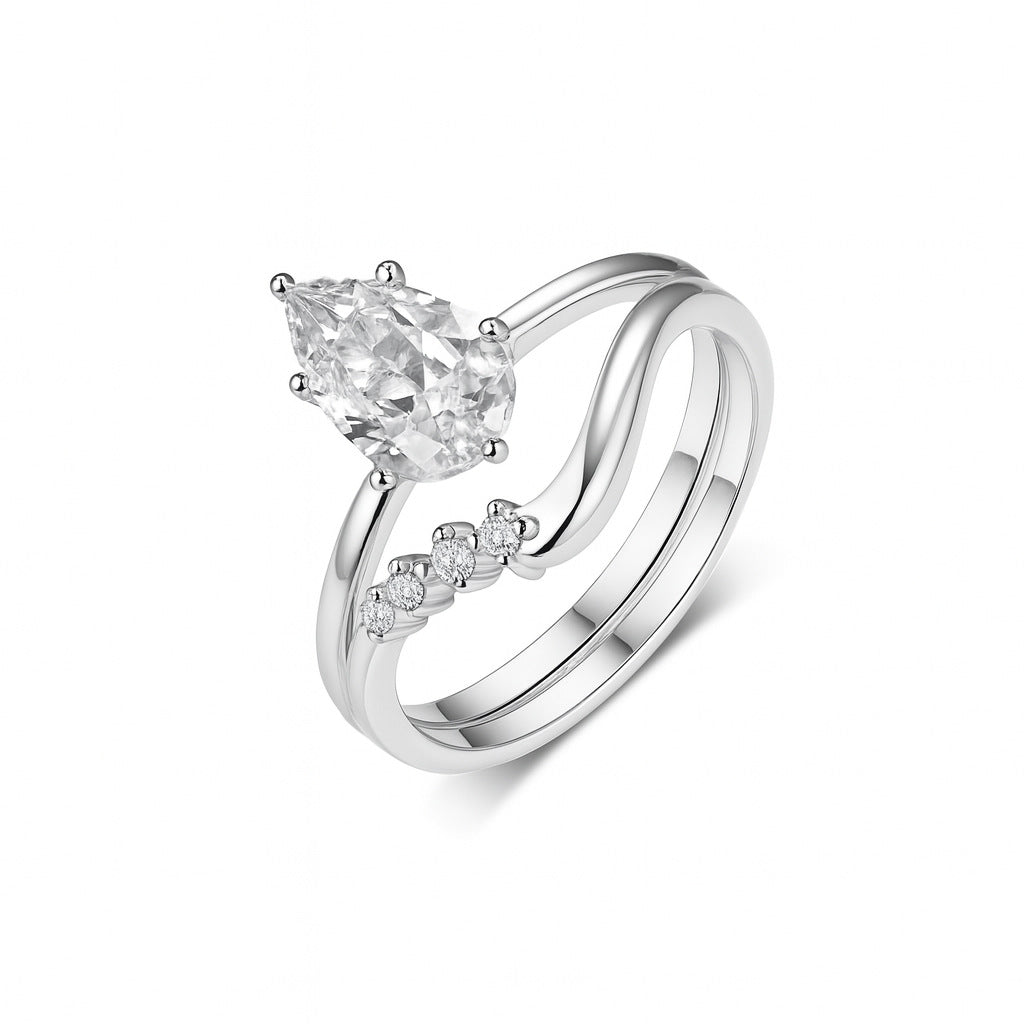 1.5 carat water drop ring combination