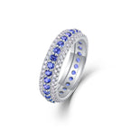 Sapphire full diamond round light luxury ring