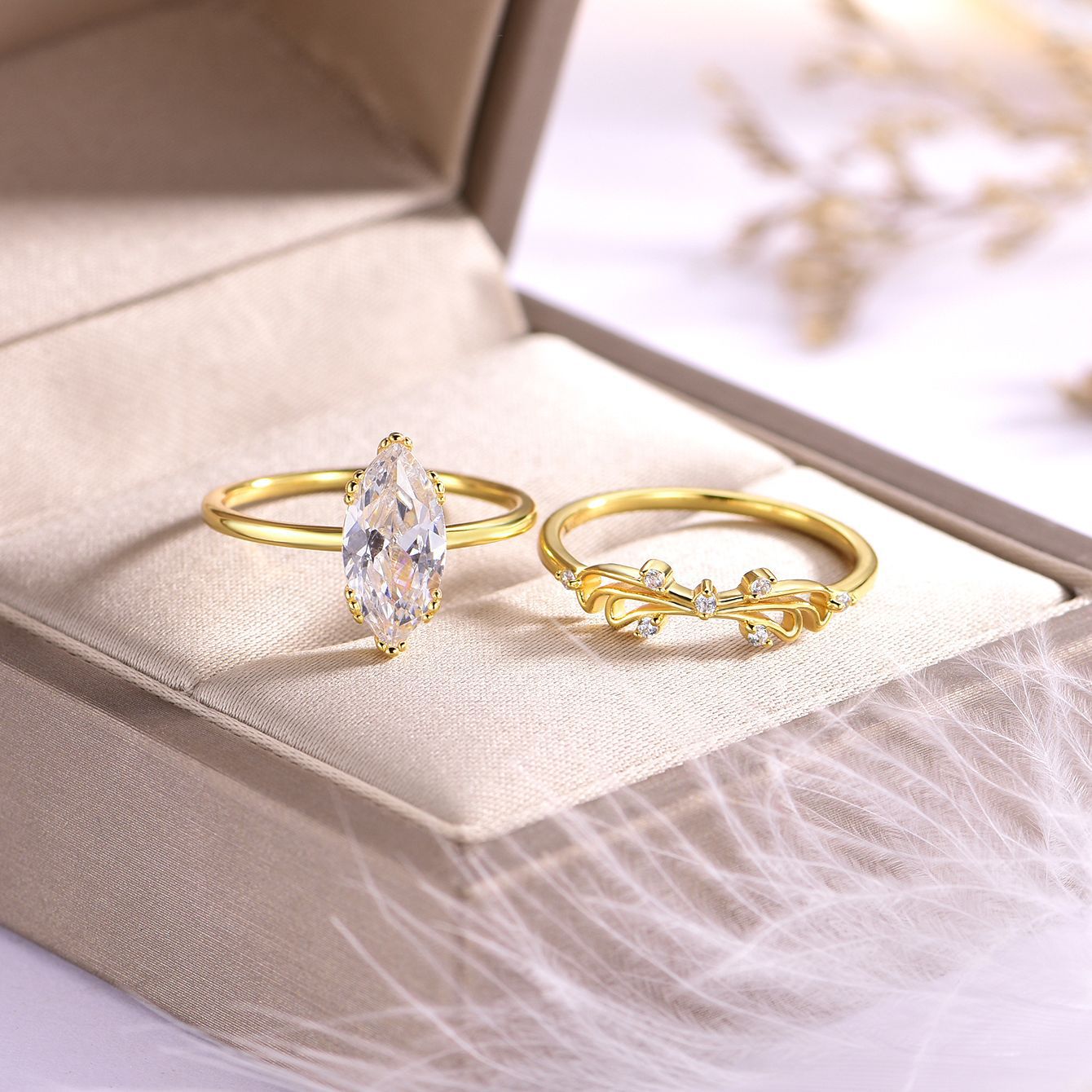 2 carats Horse eye stacked ring