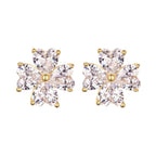 Flower  stud earrings heart-shaped four-petal design