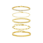 18K Yellow Beaded Cuban Stacked  Fashion Bracelet