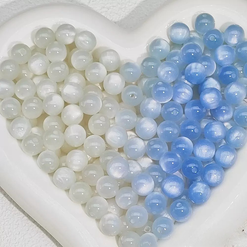 D-DIY cat's eye resin beads UV color changing round beads-Open in Live -Live scooping